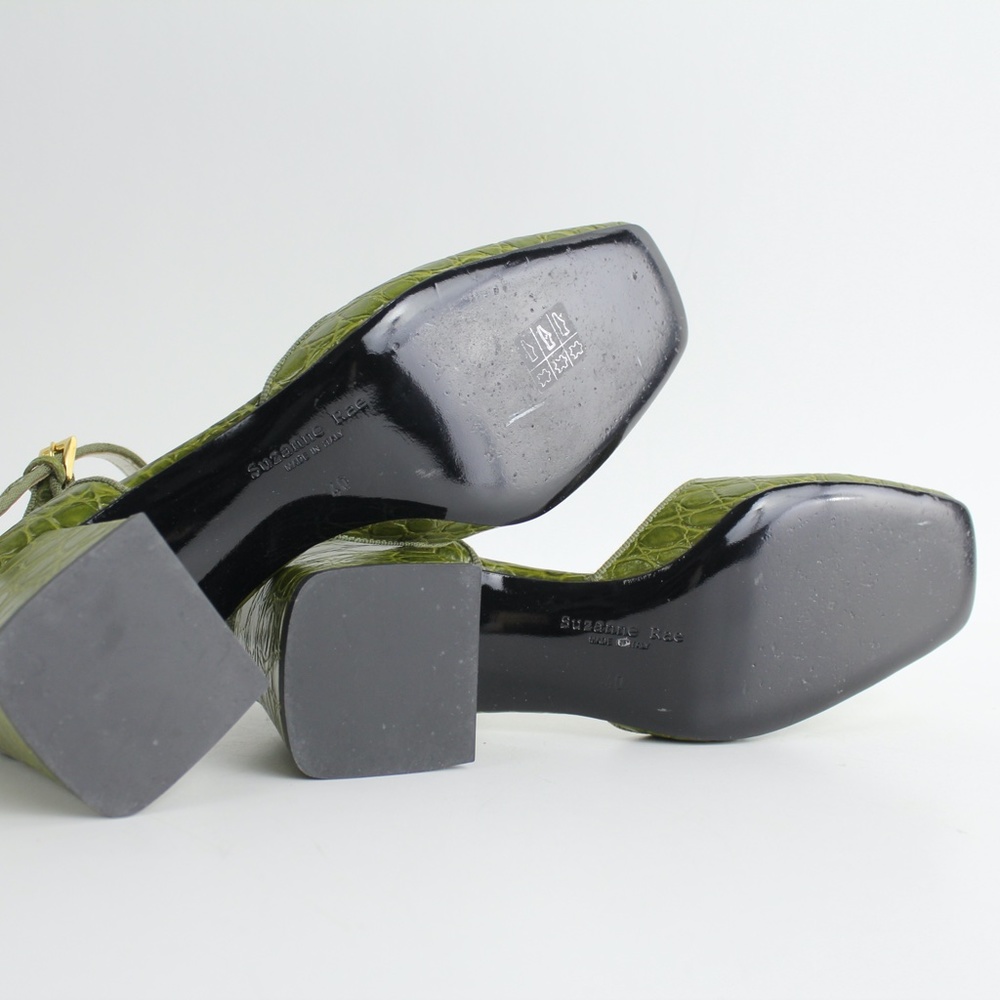 nwob SUZANNE RAE embossed eather mary jane shoes block heels pumps square toes - Picture 8 of 8